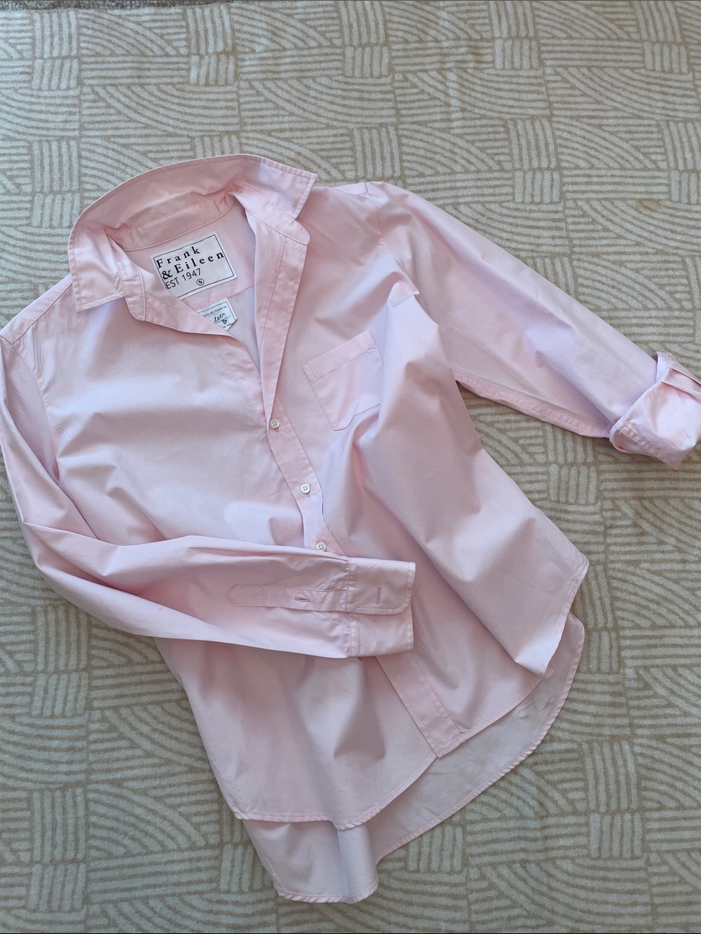 Frank & Eileen Eileen Relaxed Button Up Cotton Shirt Pale Pink Small